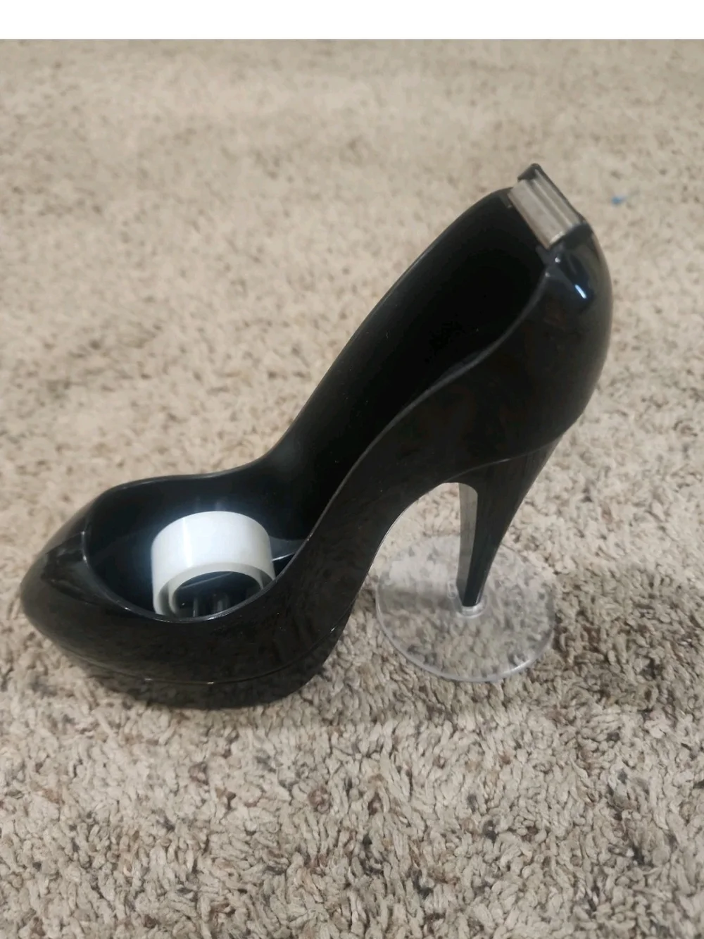 Black High Heel Tape Dispenser - Stylish Desk Accessory